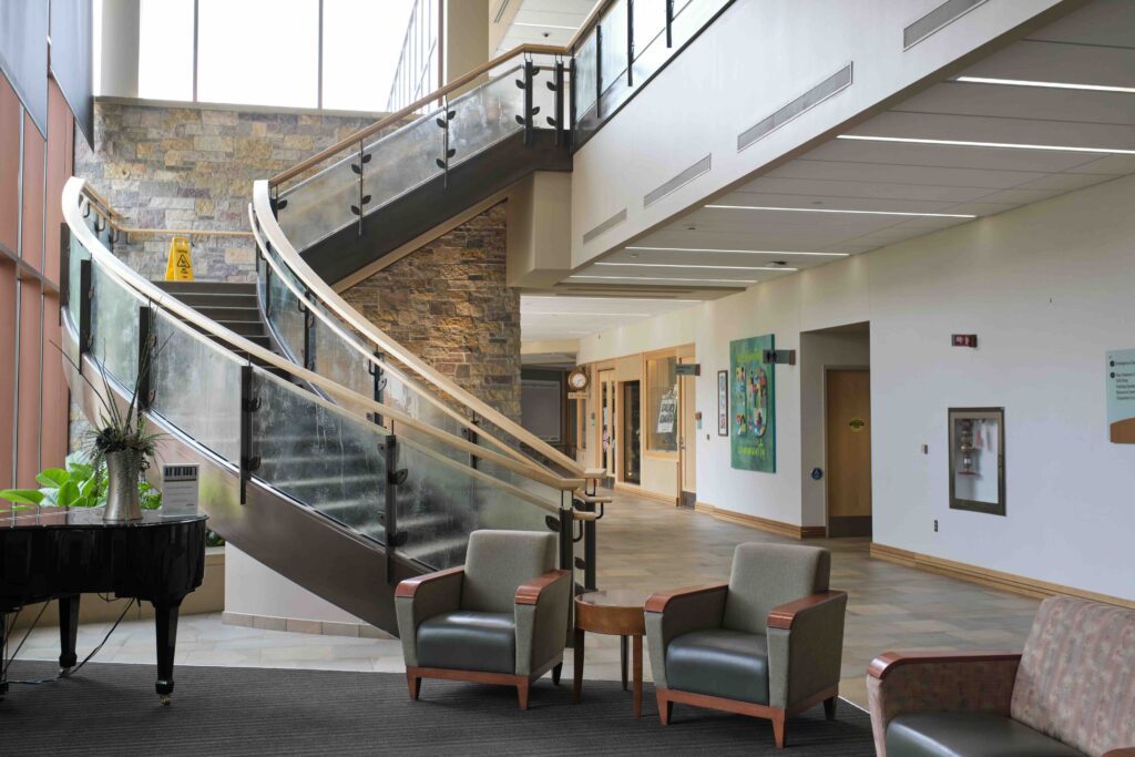 a large staircase at a Minnesota hospital